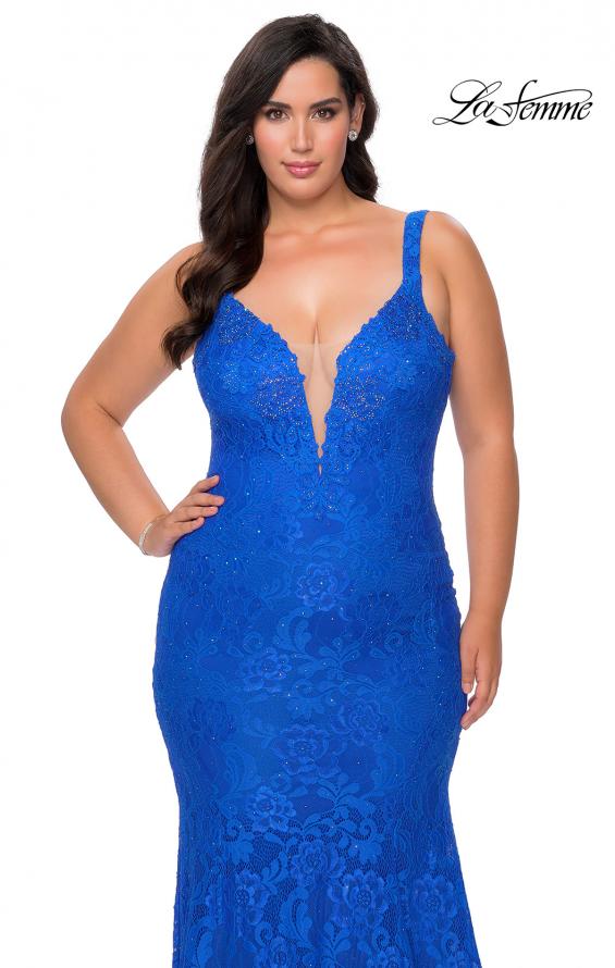Picture of: Neon Plus SIze Prom Dress with Lace Up Back in Royal Blue, Style: 29052, Detail Picture 5