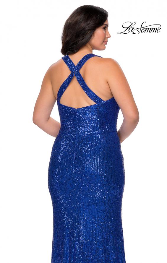 Picture of: Stretch Lace Plus Size Prom Dress with Criss Cross Back in Royal Blue, Style: 28842, Detail Picture 6