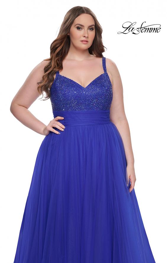 Picture of: A-Line Plus Size Prom Dress with Rhinestone Bodice in Royal Blue, Style: 31251, Detail Picture 6