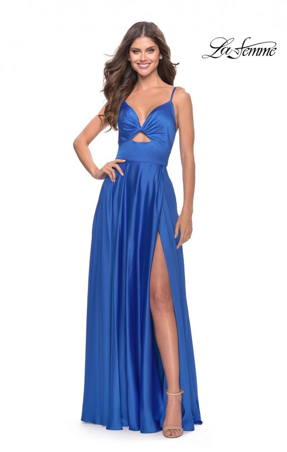Picture of: Satin A-Line Gown with Cut Out and Twist Bodice in Royal Blue, Style: 31193, Main Picture