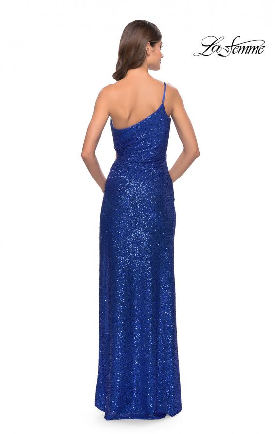 Picture of: One Shoulder Sequin Dress with Circle Cut Out in Royal Blue, Style: 31089, Detail Picture 8