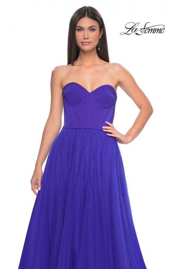Picture of: A-Line Tulle Dress with Satin Corset Bodice in Royal Blue, Style: 32424, Detail Picture 8