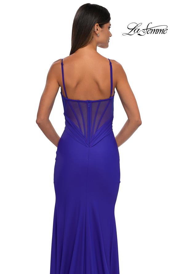 Picture of: Stretch Jersey Prom Dress with Ruched Waist and V Neckline in Royal Blue, Style: 32938, Detail Picture 8