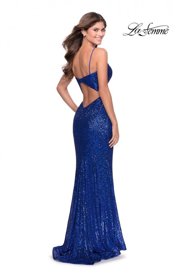 Picture of: Sequined Prom Gown with Cut Out Open Back in Royal Blue, Style: 28539, Detail Picture 9
