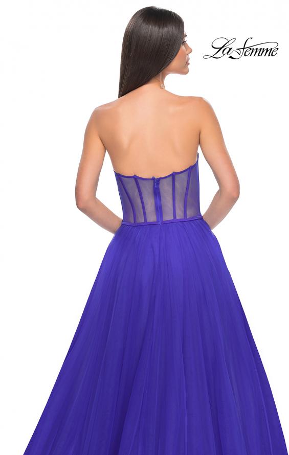 Picture of: A-Line Tulle Dress with Satin Corset Bodice in Royal Blue, Style: 32424, Detail Picture 9