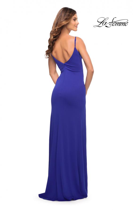 Picture of: Simple Thick Jersey Gown with High Skirt Slit in Royal Blue, Style: 30544, Detail Picture 10
