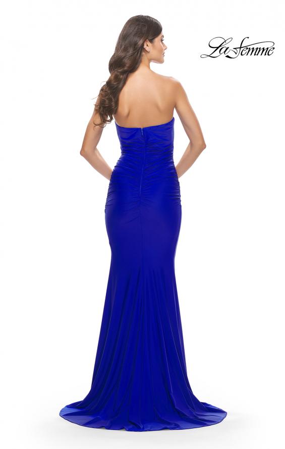 Picture of: Elegant Ruched Strapless Gown with Deep V in Royal Blue, Style: 31226, Detail Picture 10