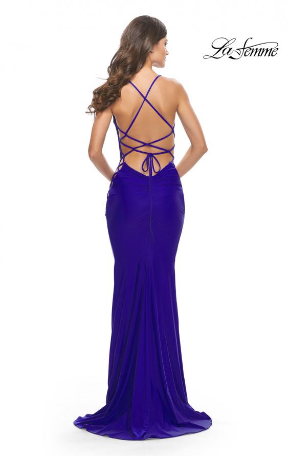 Picture of: Unique Jersey Dress with Open Criss Cross Sides in Royal Blue, Style: 31315, Detail Picture 14