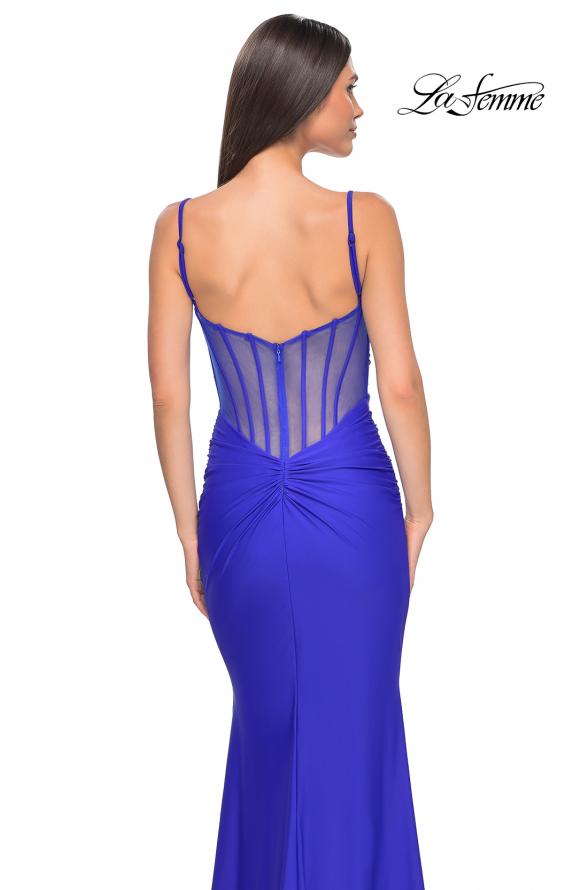 Picture of: Illusion Back with Boning Detail on Jersey Prom Dress in Royal Blue, Style: 32153, Detail Picture 14