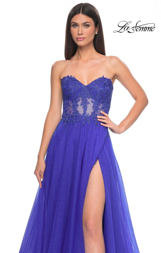 Picture of: A-Line Tulle Ballgown with Lace Illusion Bodice in Royal Blue, Style: 32313, Detail Picture 15