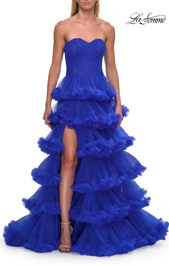 Picture of: Fabulous Tiered Ruffle Skirt Prom Dress with Strapless Top in Royal Blue, Style: 33717, Detail Picture 15