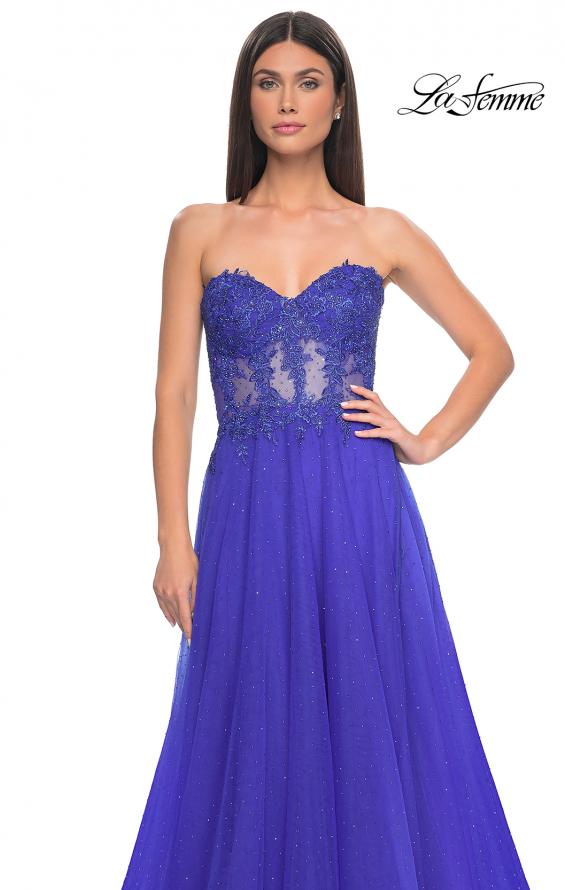 Picture of: A-Line Tulle Ballgown with Lace Illusion Bodice in Royal Blue, Style: 32313, Detail Picture 16