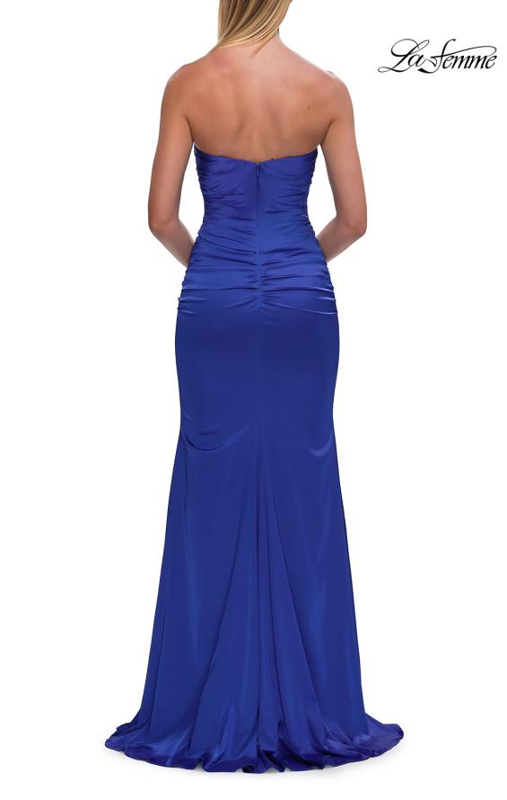 Picture of: Simple Strapless Satin Gown with Ruching Detail in Royal Blue, Style: 33531, Detail Picture 16