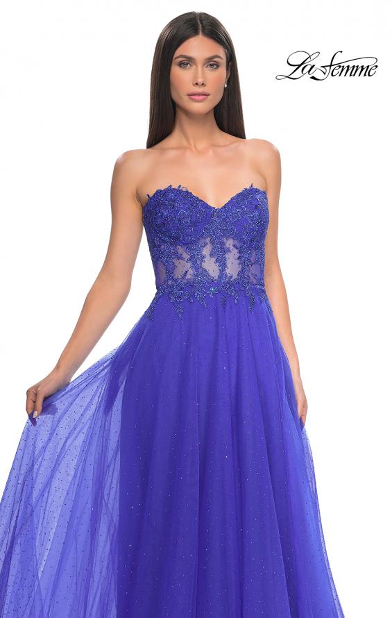 Picture of: A-Line Tulle Ballgown with Lace Illusion Bodice in Royal Blue, Style: 32313, Detail Picture 17