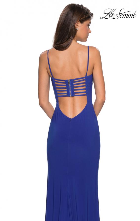 Picture of: Simple Floor Length Jersey Dress with Scoop Neck in Royal Blue, Style: 27469, Back Picture