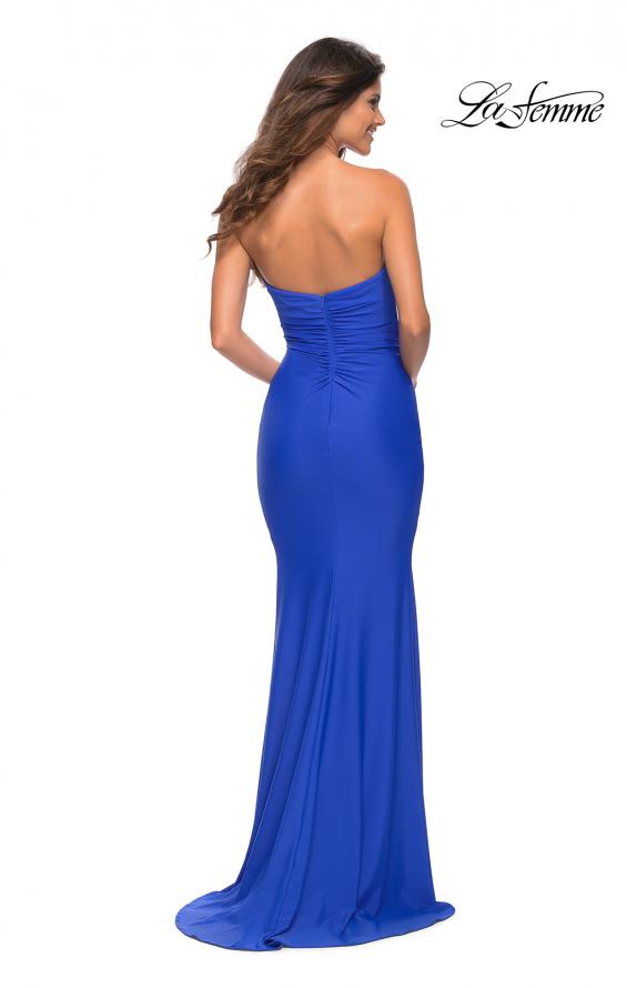 Picture of: Sweetheart Strapless Gown with Side Ruching in Royal Blue, Back Picture