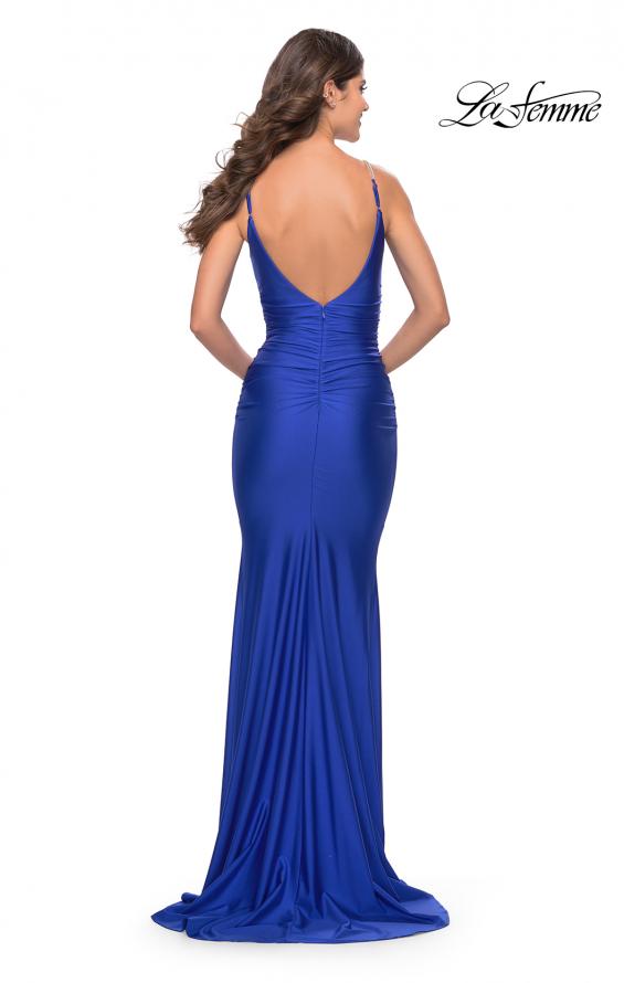 Picture of: Jersey Dress with Criss Cross Bodice and Jeweled Straps in Royal Blue, Style: 31109, Back Picture