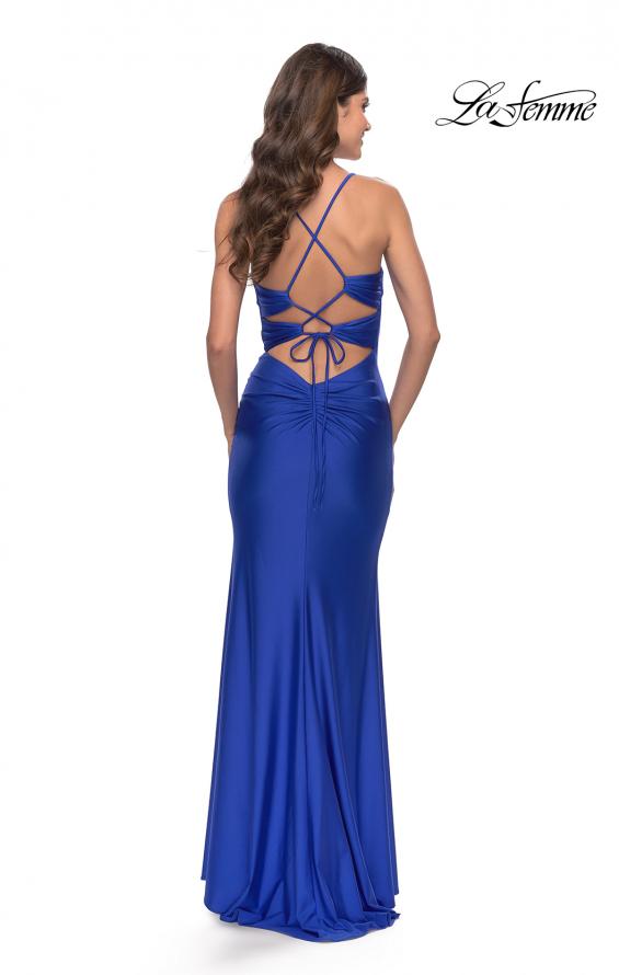 Picture of: Jersey Long Prom Dress with Trendy Waist Cut Outs in Royal Blue, Style: 31174, Back Picture