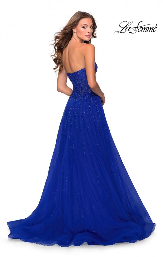 Picture of: Strapless Beaded Prom Gown with Slit and Pockets in Royal Blue, Style 28603, Detail Picture 2
