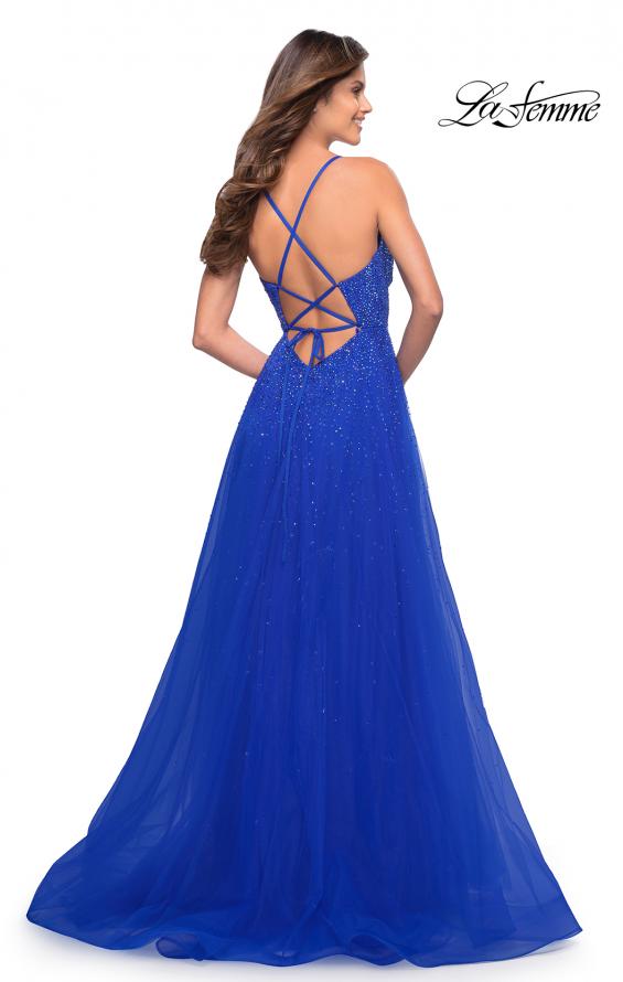 Picture of: Embellished Tulle A-Line Gown with Strappy Back in Royal Blue, Style: 29920, Detail Picture 2