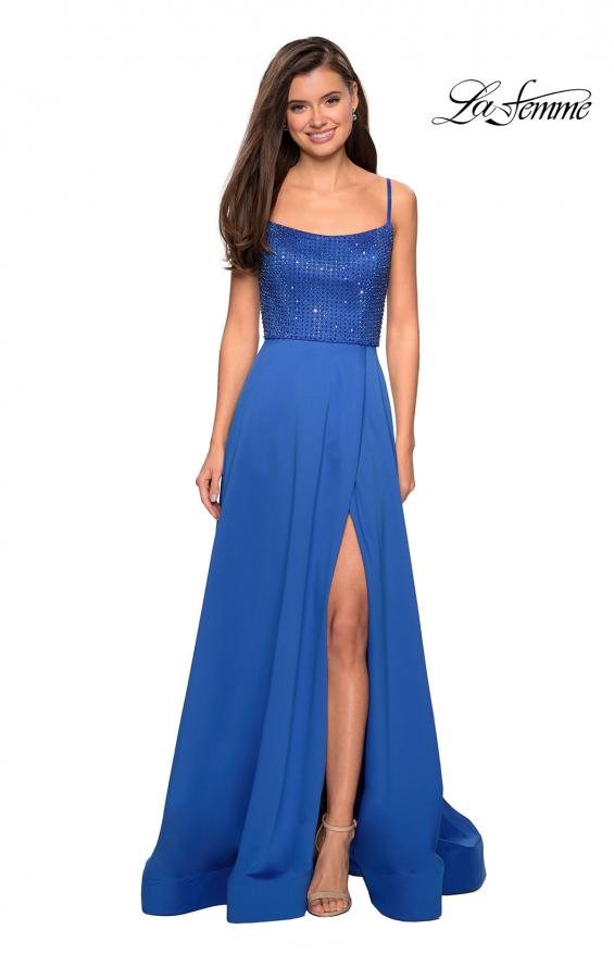 Picture of: Floor Length Prom Dress with Beaded Bust Detail in Royal Blue, Style: 27293, Detail Picture 3