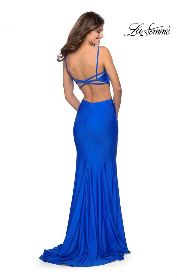 Picture of: Long Jersey Prom Dress with Cut Outs Sides in Royal Blue, Style: 28930, Detail Picture 3