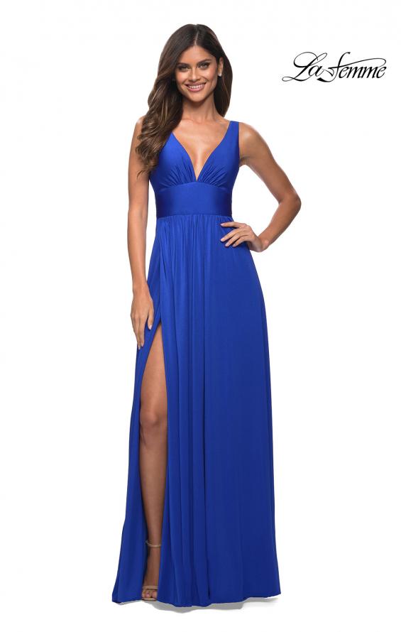 Picture of: Empire Waist Gown with Deep V Neckline in Royal Blue, Style: 30641, Detail Picture 3