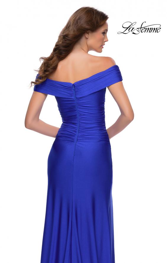 Picture of: Off the Shoulder Chic Jersey Gown with Ruching in Royal Blue, Style 29781, Detail Picture 4