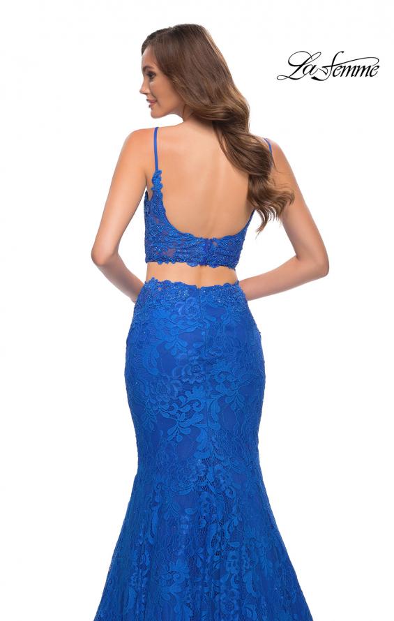 Picture of: Mermaid Two Piece Gown with Deep V and Rhinestones in Royal Blue, Style 29970, Detail Picture 4
