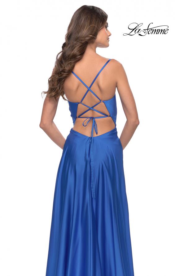 Picture of: Satin A-Line Gown with Cut Out and Twist Bodice in Royal Blue, Style: 31193, Detail Picture 4