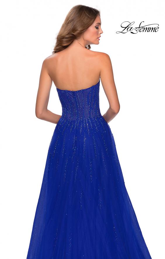 Picture of: Strapless Beaded Prom Gown with Slit and Pockets in Royal Blue, Style 28603, Detail Picture 5