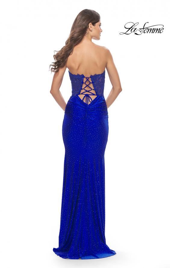 Picture of: Sweetheart Strapless Jersey Gown with Lace Sheer Bodice in Royal Blue, Style: 31180, Detail Picture 5