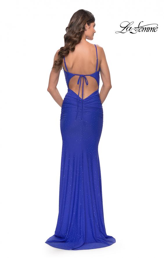 Picture of: Jeweled Modified Scoop Neck Jersey Dress with Open Back in Royal Blue, Style: 31218, Detail Picture 5