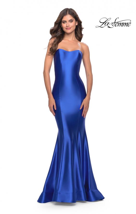 Picture of: Intricate Lace Up Back Liquid Jersey Mermaid Gown in Royal Blue, Style: 31321, Detail Picture 5