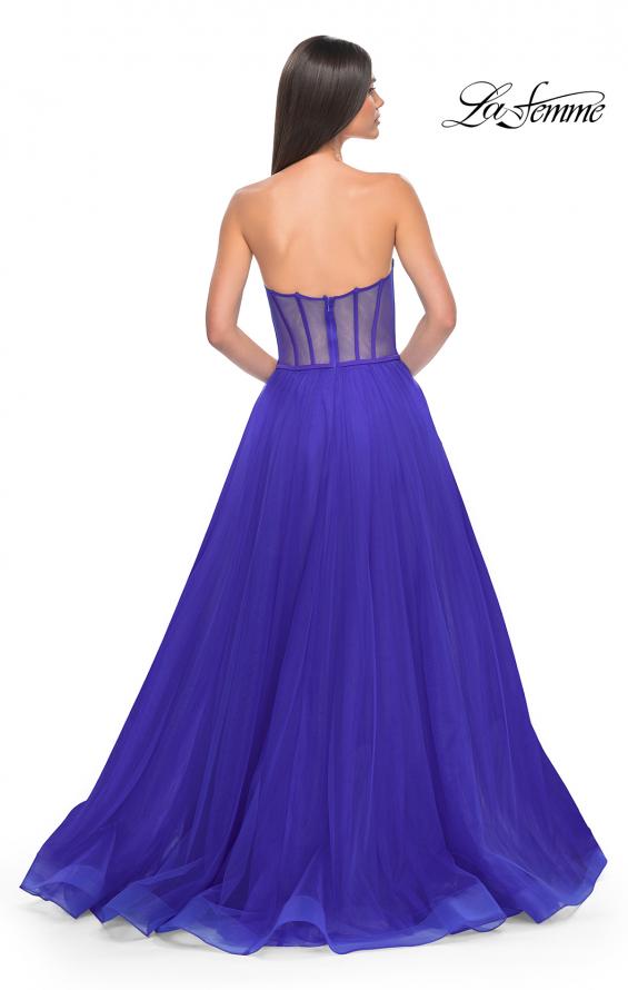 Picture of: A-Line Tulle Dress with Satin Corset Bodice in Royal Blue, Style: 32424, Detail Picture 5