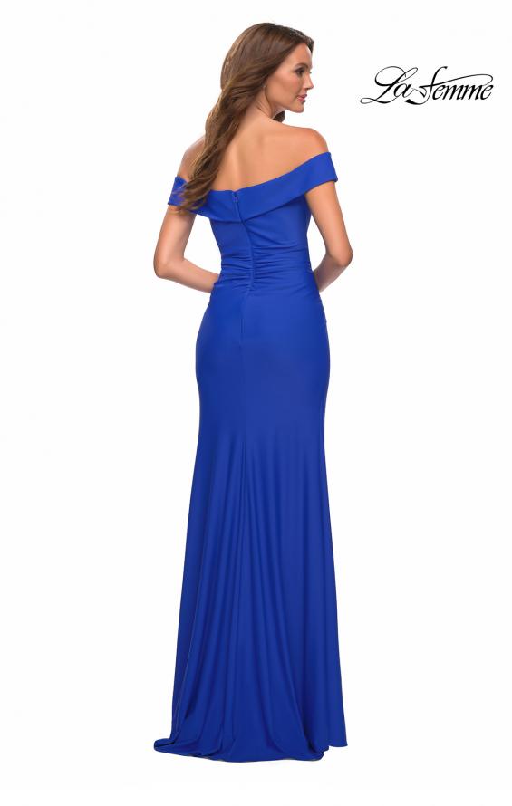 Picture of: Off the Shoulder Long Jersey Gown with Ruffle in Blue, Style: 30703, Detail Picture 6