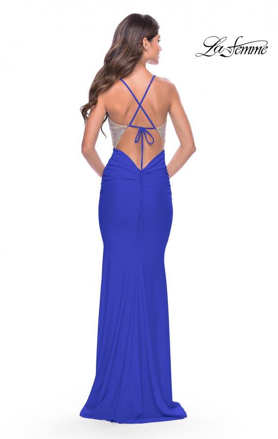 Picture of: Stunning Rhinestone Encrusted Bodice with Jersey Skirt in Royal Blue, Style: 31591, Style: 31591