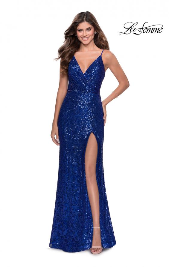 Picture of: Sequined Prom Gown with Cut Out Open Back in Royal Blue, Style: 28539, Detail Picture 7