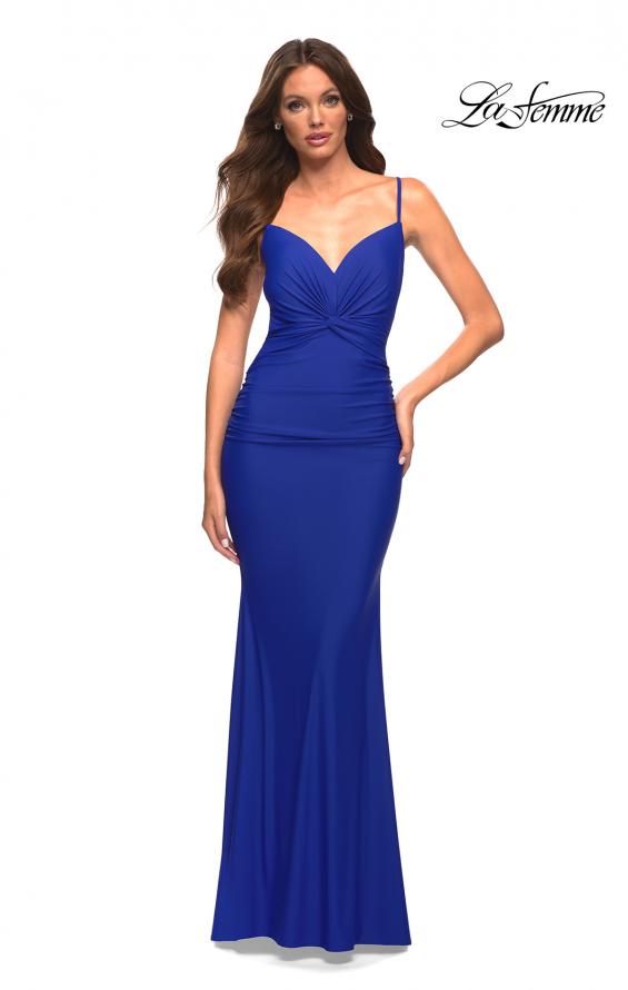 Picture of: Prom Dress with Knot at Waist and Open Back in Blue, Style: 30471, Detail Picture 7