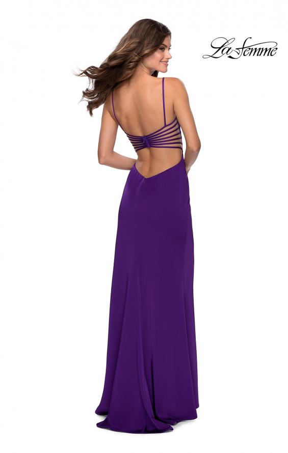 Picture of: Long Prom Dress with Faux Strappy Open Back in Royal Purple, Style: 28461, Detail Picture 7