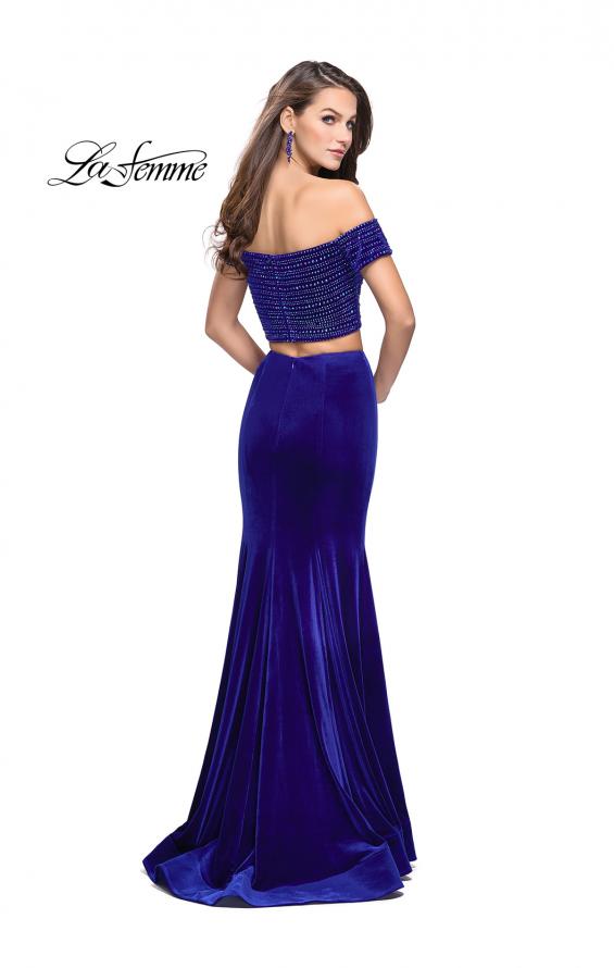 Picture of: Velvet Two Piece Prom Dress with Beading in Royal Blue, Style: 25496, Back Picture