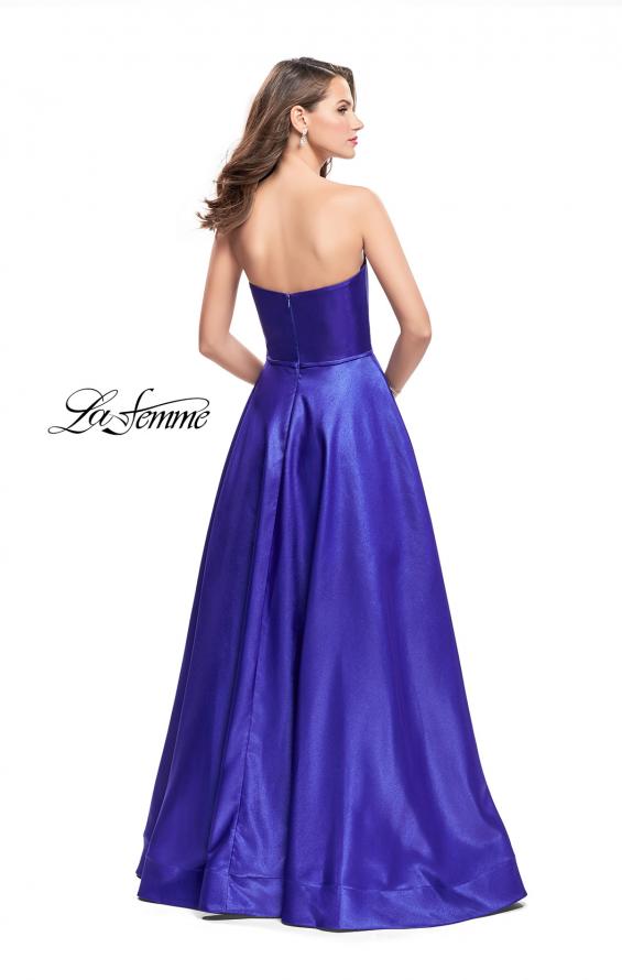 Picture of: Strapless Mikado A-line Gown with Pockets in Royal Blue, Style: 26088, Back Picture