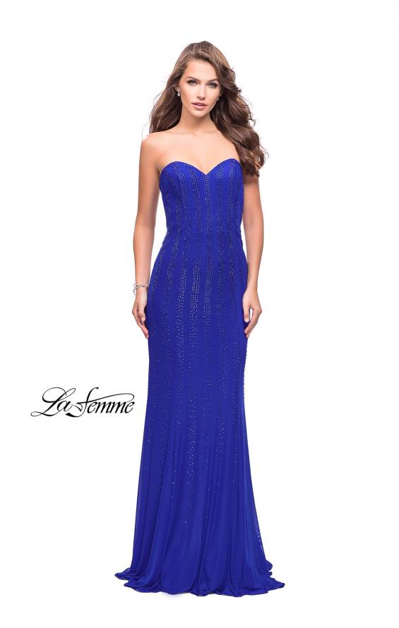 Picture of: Long Strapless Prom Gown with Beading and Low Back in Royal Blue, Style: 26289, Detail Picture 5