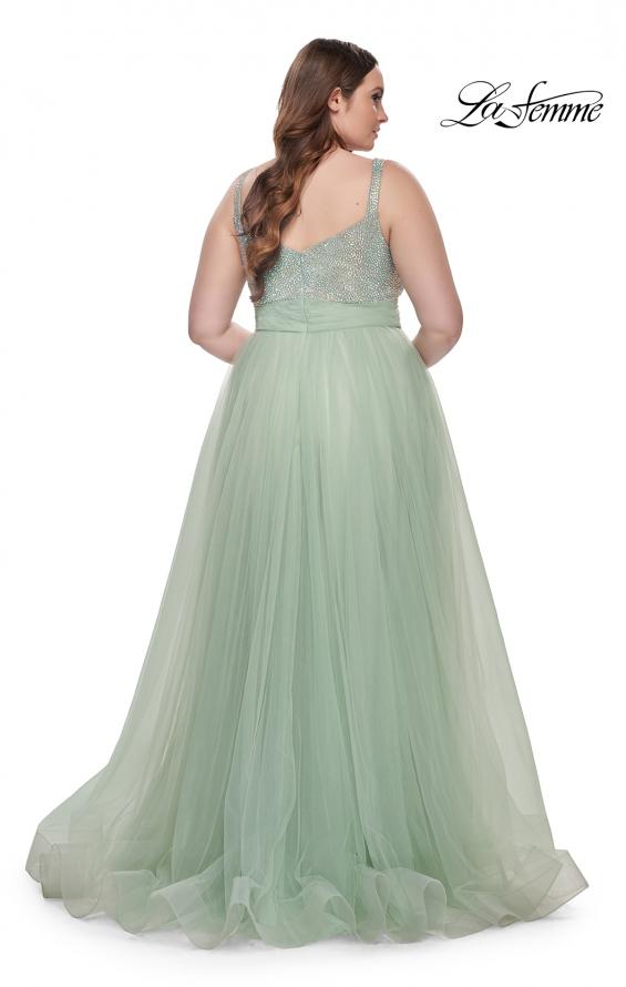 Picture of: A-Line Plus Size Prom Dress with Rhinestone Bodice in Sage, Style: 31251, Detail Picture 12