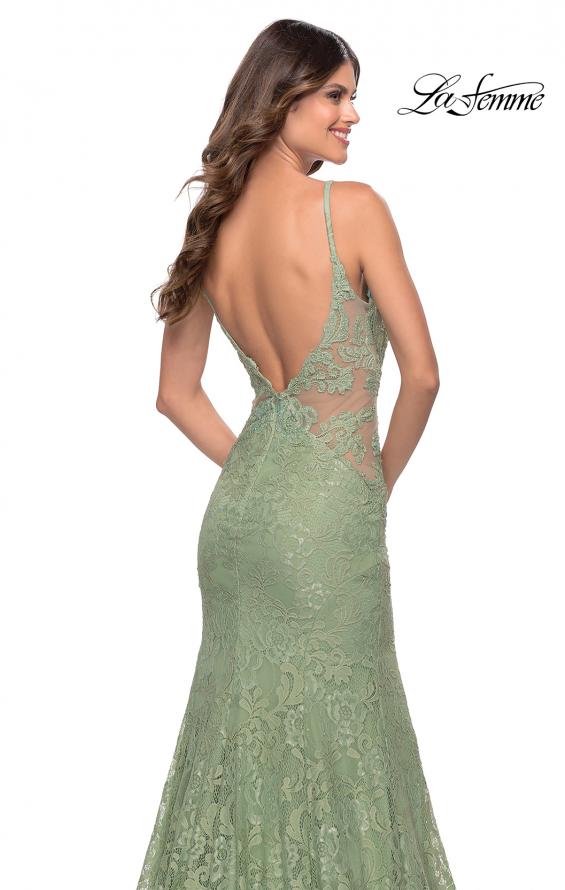 Picture of: Long Mermaid Lace Dress with Back Rhinestone Detail in Sage, Style: 31512, Detail Picture 15