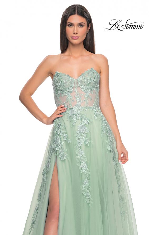 Picture of: Sweetheart Strapless Gown with Beautiful Lace Applique in Sage, Style: 32082, Detail Picture 15