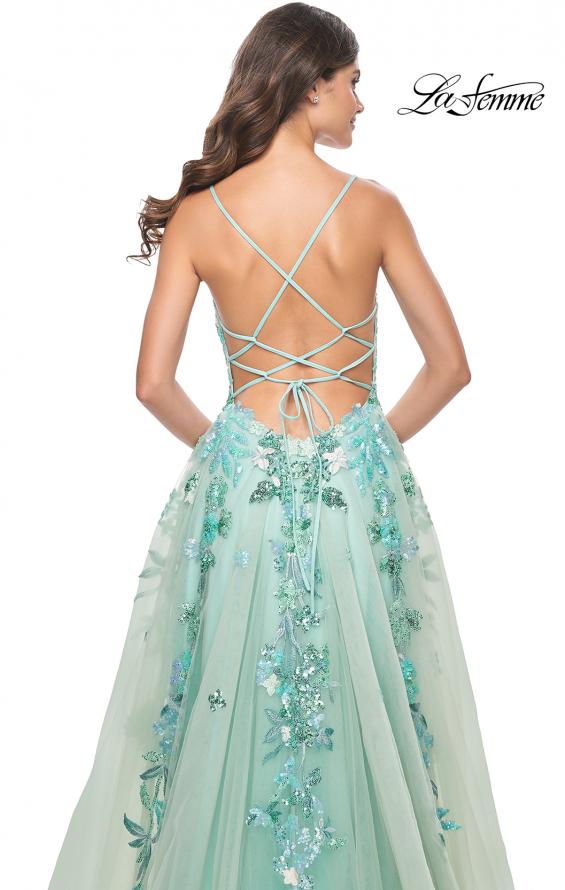 Picture of: Gorgeous Sequin Floral Lace Applique A-Line Tulle Sage Prom Dress in Sage, Style: 32347, Detail Picture 3