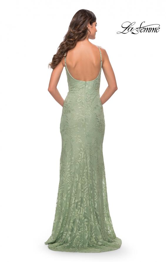 Picture of: Simple Stretch Lace Dress with Slit in Sage, Style: 31259, Detail Picture 5