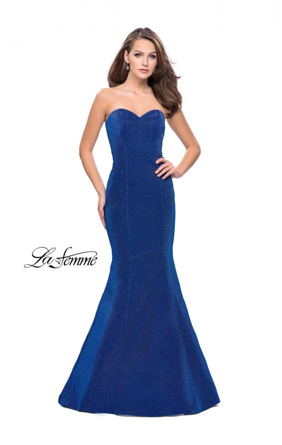 Picture of: Form Fitting Mermaid Prom Dress with Open Back in Sapphire Blue, Style: 25811, Main Picture