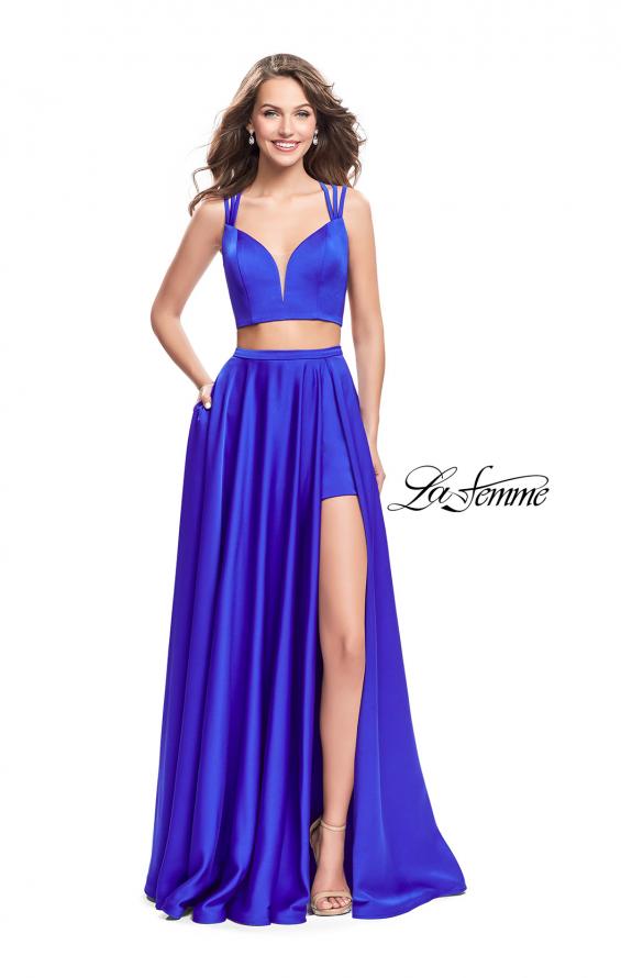 Picture of: Two Piece Prom Dress with Shorts and Strappy Back in Sapphire Blue, Style: 25288, Detail Picture 2